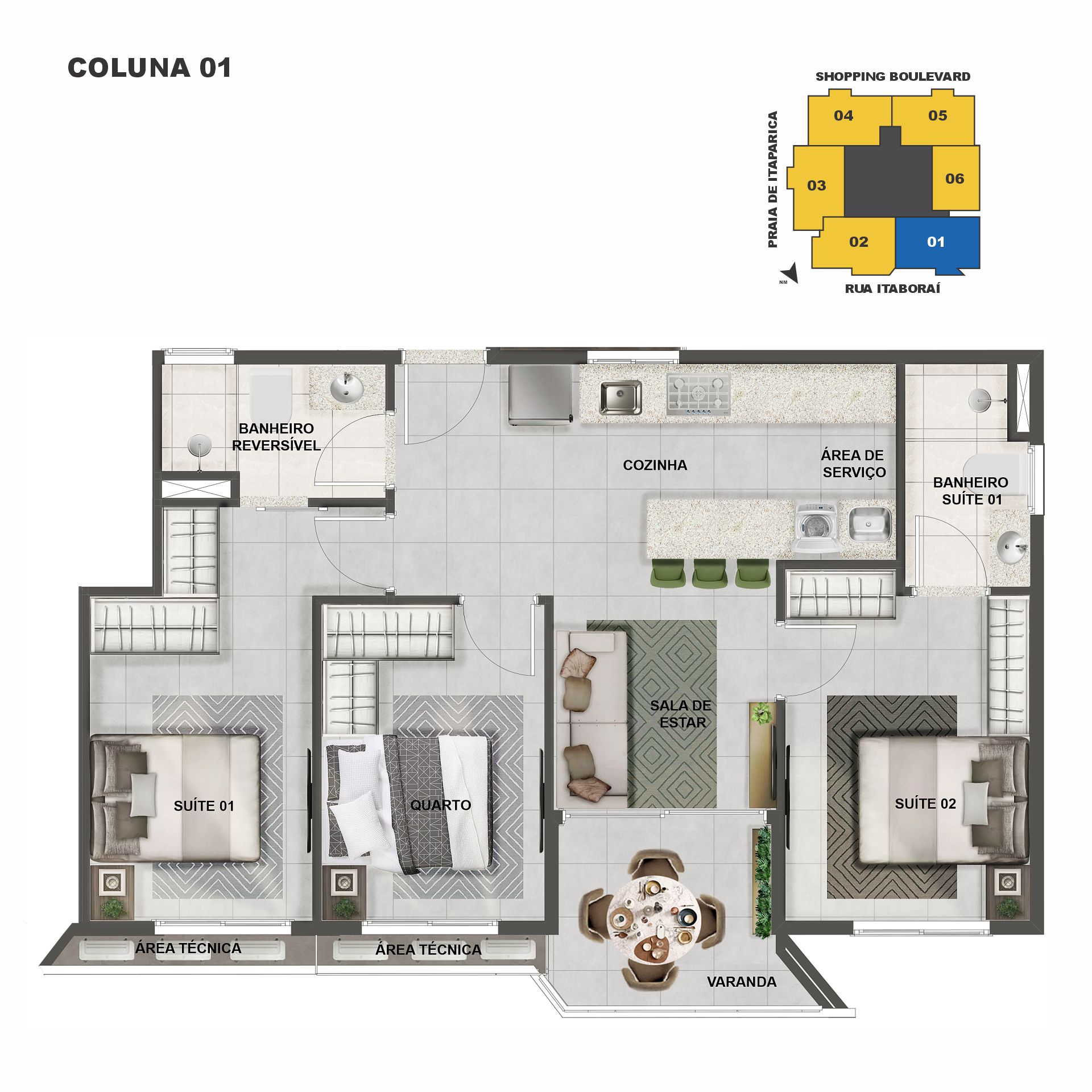 Imagem Apartamento com 3 Quartos à Venda, 80 m² em Praia de Itaparica - Vila Velha Imagem Apartamento com 3 Quartos à Venda, 80 m² em Praia de Itaparica - Vila Velha