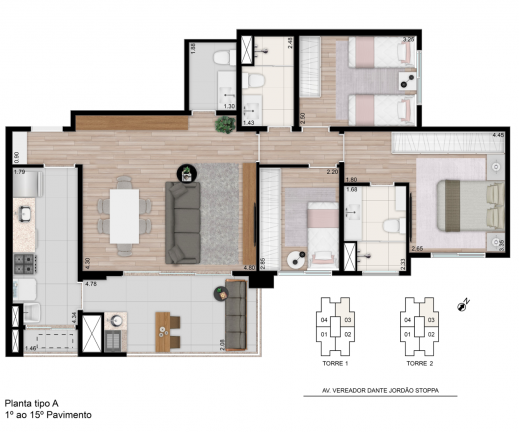 Imagem Apartamento com 3 Quartos à Venda,  em Cézar de Souza - Mogi das Cruzes