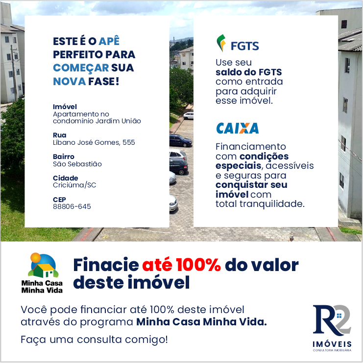 Imagem Apartamento com 2 Quartos à Venda, 46 m² em Mina União - Criciúma Imagem Apartamento com 2 Quartos à Venda, 46 m² em Mina União - Criciúma