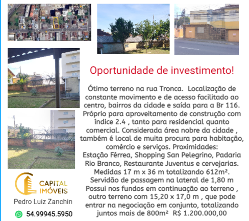Terreno à Venda, 612 m² em Rio Branco - Caxias do Sul