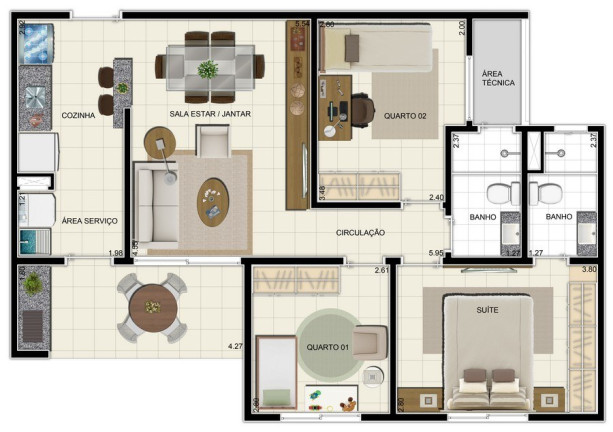 Imagem Apartamento com 3 Quartos à Venda, 79 m² em Flores - Manaus Imagem Apartamento com 3 Quartos à Venda, 79 m² em Flores - Manaus