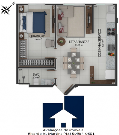 Imagem Apartamento com 2 Quartos à Venda, 62 m² em Universitário - Criciúma Imagem Apartamento com 2 Quartos à Venda, 62 m² em Universitário - Criciúma