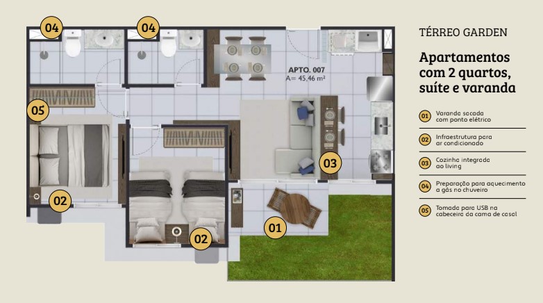 Imagem Apartamento com 2 Quartos à Venda, 45 m² em - Imagem Apartamento com 2 Quartos à Venda, 45 m² em -