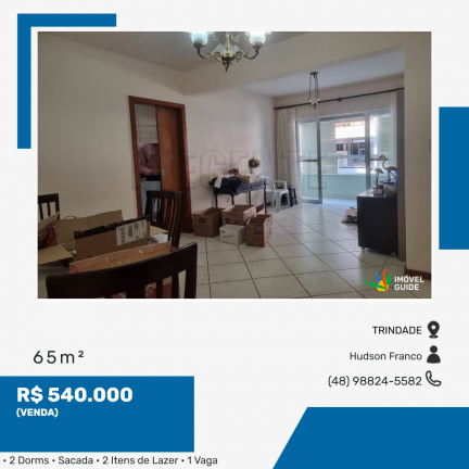 Apartamento com 2 Quartos à Venda, 65 m² em Trindade - Florianópolis