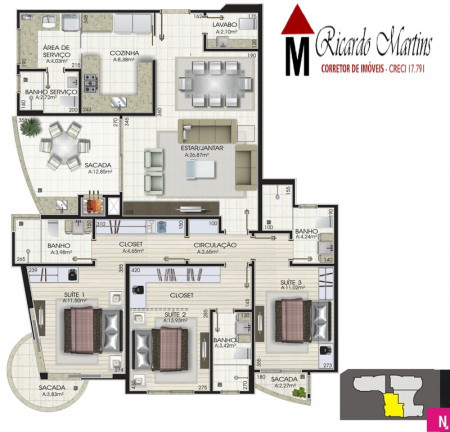 Imagem Cobertura com 3 Quartos à Venda, 134 m² em Centro - Criciúma Imagem Cobertura com 3 Quartos à Venda, 134 m² em Centro - Criciúma