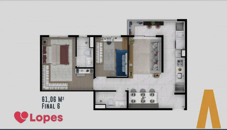Imagem Apartamento com 2 Quartos à Venda, 61 m² em Jardim - Santo André