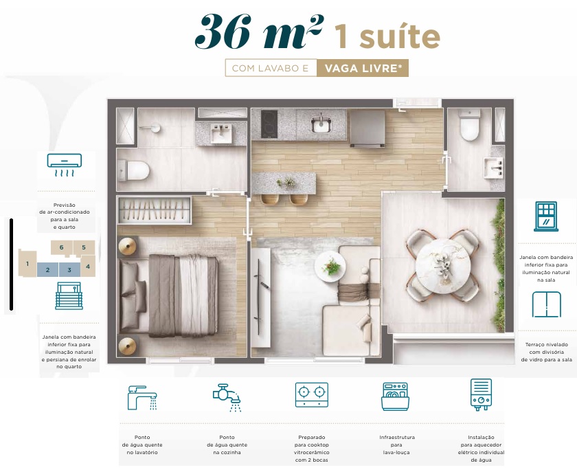 Imagem Apartamento com 1 Quarto à Venda, 36 m² em Vila Pirajussara - São Paulo