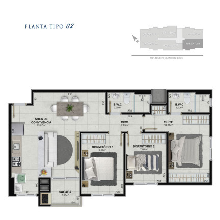 Imagem Apartamento com 3 Quartos à Venda, 78 m² em Próspera - Criciúma