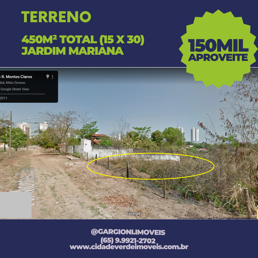 Terreno à Venda, 450 m²em Jardim Mariana - Cuiabá