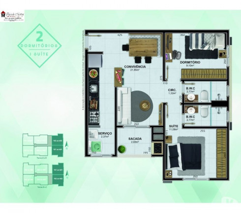 Imagem Apartamento com 2 Quartos à Venda, 65 m² em Presidente Vargas - Içara Imagem Apartamento com 2 Quartos à Venda, 65 m² em Presidente Vargas - Içara