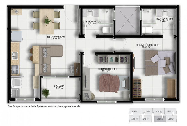 Imagem Apartamento com 2 Quartos à Venda, em Pinheirinho - Criciúma Imagem Apartamento com 2 Quartos à Venda, em Pinheirinho - Criciúma