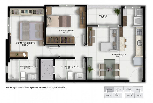 Imagem Apartamento com 2 Quartos à Venda, em Pinheirinho - Criciúma Imagem Apartamento com 2 Quartos à Venda, em Pinheirinho - Criciúma