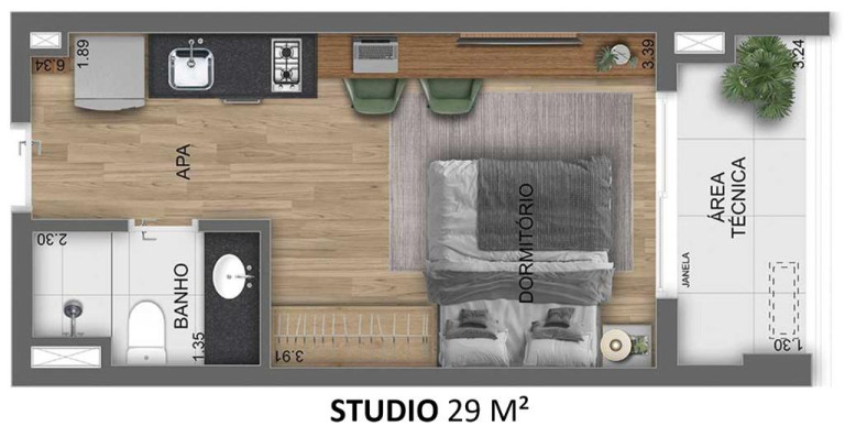Imagem Studio com 1 Quarto à Venda, 29 m² em Indianópolis - São Paulo Imagem Studio com 1 Quarto à Venda, 29 m² em Indianópolis - São Paulo