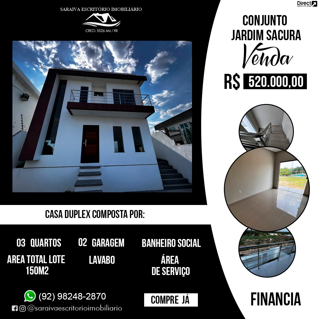 Imagem Casa com 3 Quartos à Venda, 150 m²em CONJUNTO JARDIM SACURA - MANAUS Imagem Casa com 3 Quartos à Venda, 150 m²em CONJUNTO JARDIM SACURA - MANAUS