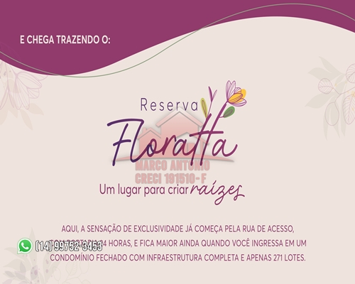 Terreno à Venda, 250 m² em Floratta Nações Residencial - Bauru