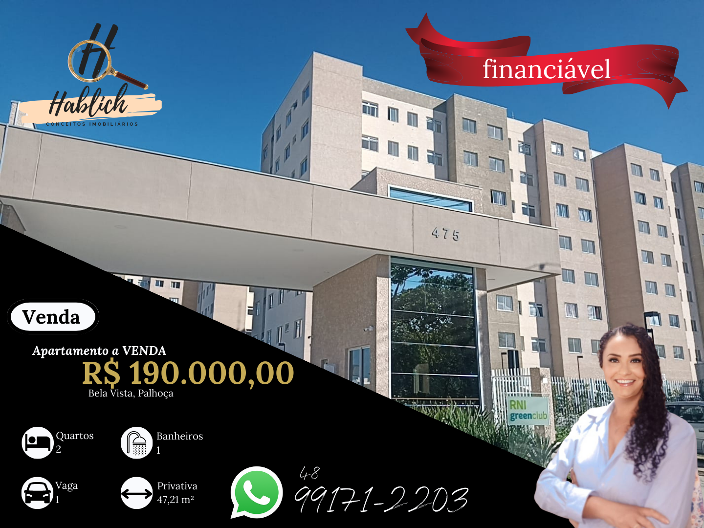 Apartamento com 2 Quartos à Venda, 47 m²em Bela Vista - Palhoça