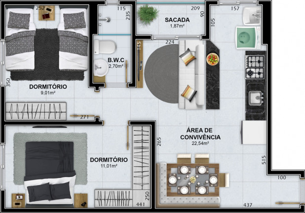 Imagem Apartamento com 2 Quartos à Venda, 53 m² em Rio Maina - Criciúma Imagem Apartamento com 2 Quartos à Venda, 53 m² em Rio Maina - Criciúma