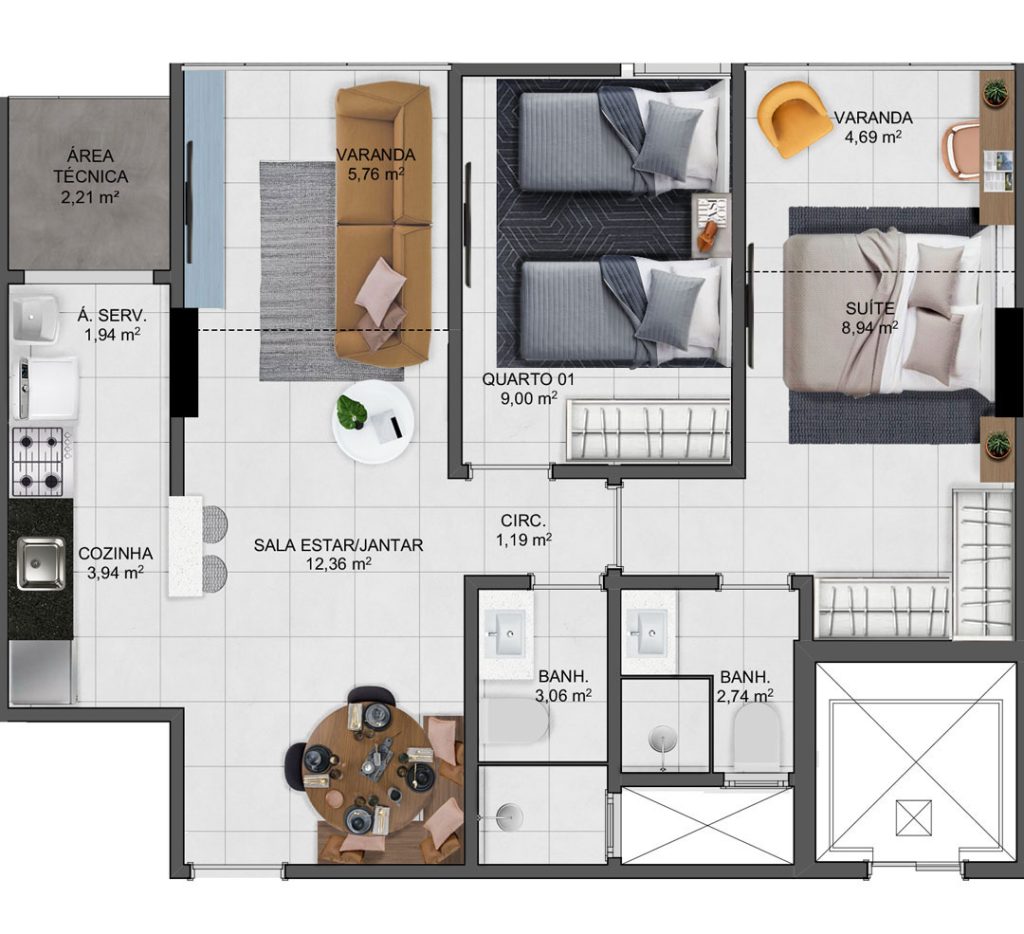 Imagem Apartamento com 2 Quartos à Venda, 60 m² em Interlagos - Vila Velha