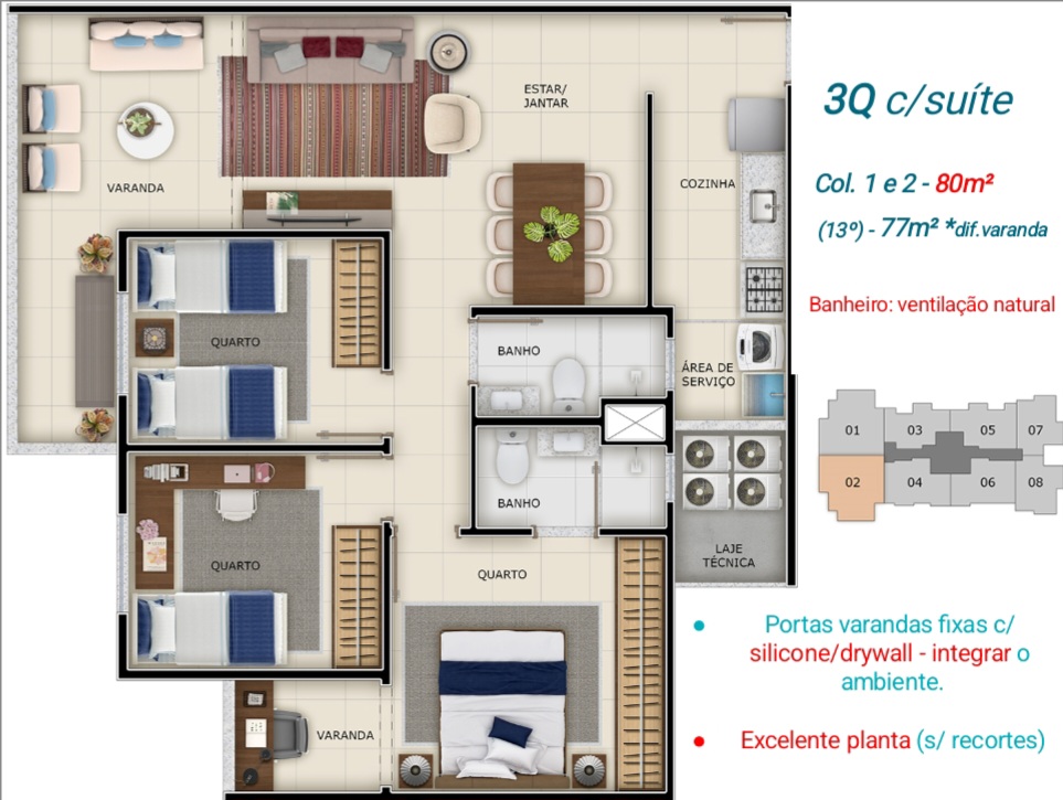Imagem Apartamento com 3 Quartos à Venda, 80 m²em Praia de Itaparica - Vila Velha Imagem Apartamento com 3 Quartos à Venda, 80 m²em Praia de Itaparica - Vila Velha