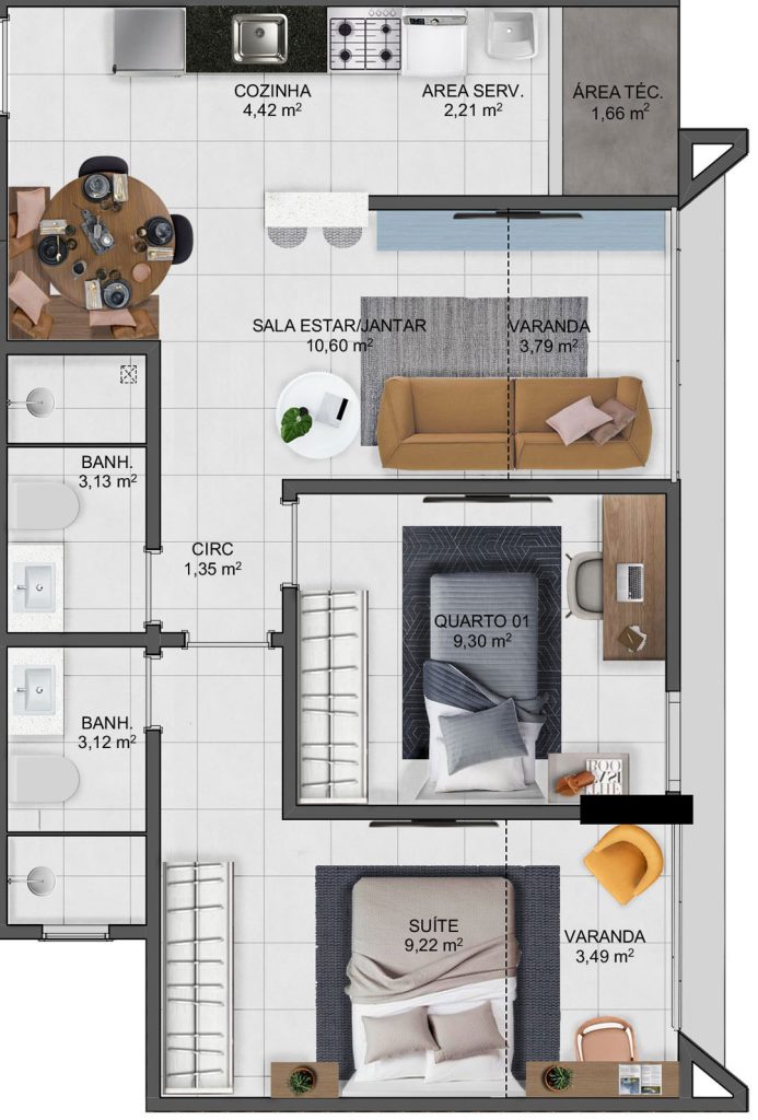 Imagem Apartamento com 2 Quartos à Venda, 60 m² em Interlagos - Vila Velha