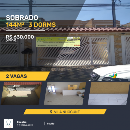 Sobrado com 3 Quartos à Venda, 144 m² em Vila Nhocune - São Paulo
