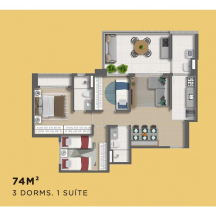 Imagem Apartamento com 3 Quartos à Venda, 74 m² em Vila Mascote - São Paulo