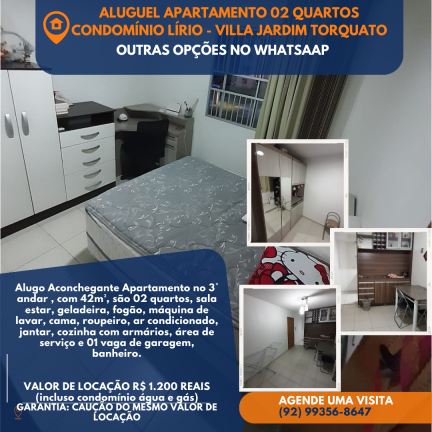 Imagem Apartamento com 2 Quartos para Alugar, 42 m² em Tarumã-Açu - Manaus Imagem Apartamento com 2 Quartos para Alugar, 42 m² em Tarumã-Açu - Manaus