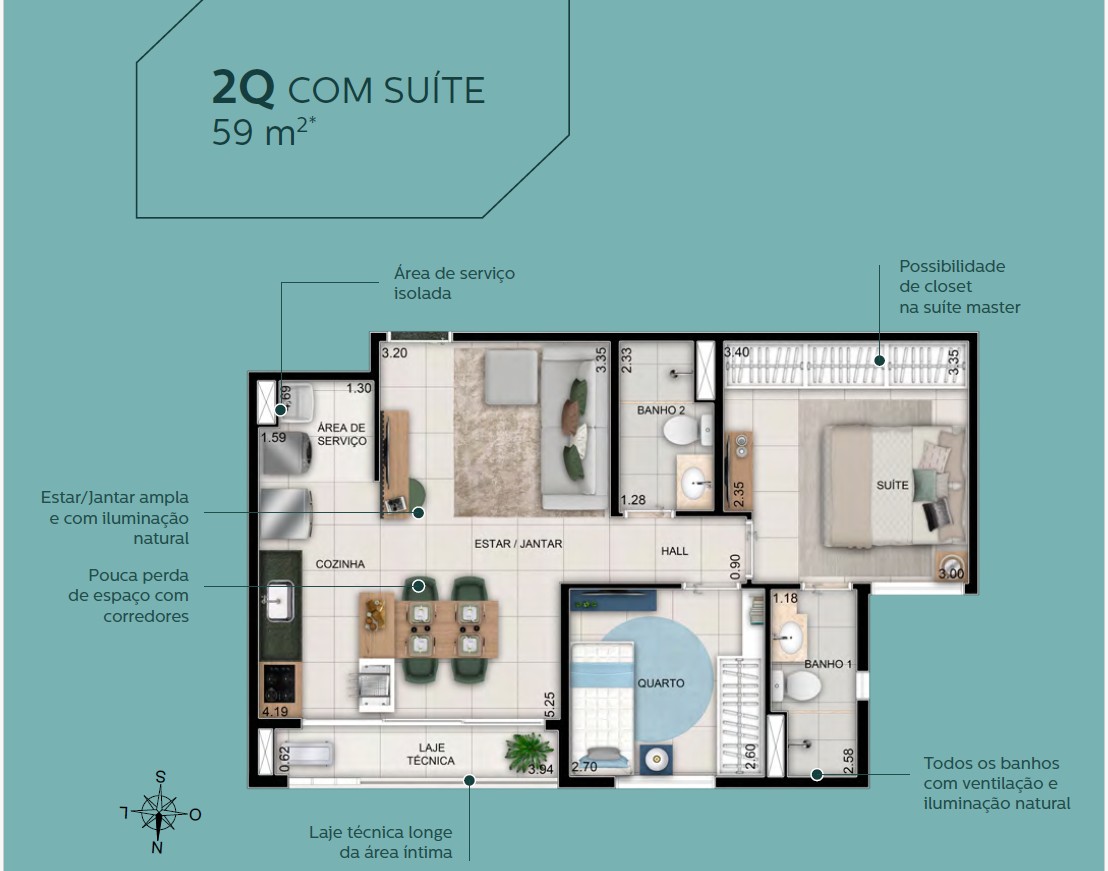 Imagem Apartamento com 2 Quartos à Venda, 59 m² em Setor Bueno - Goiânia