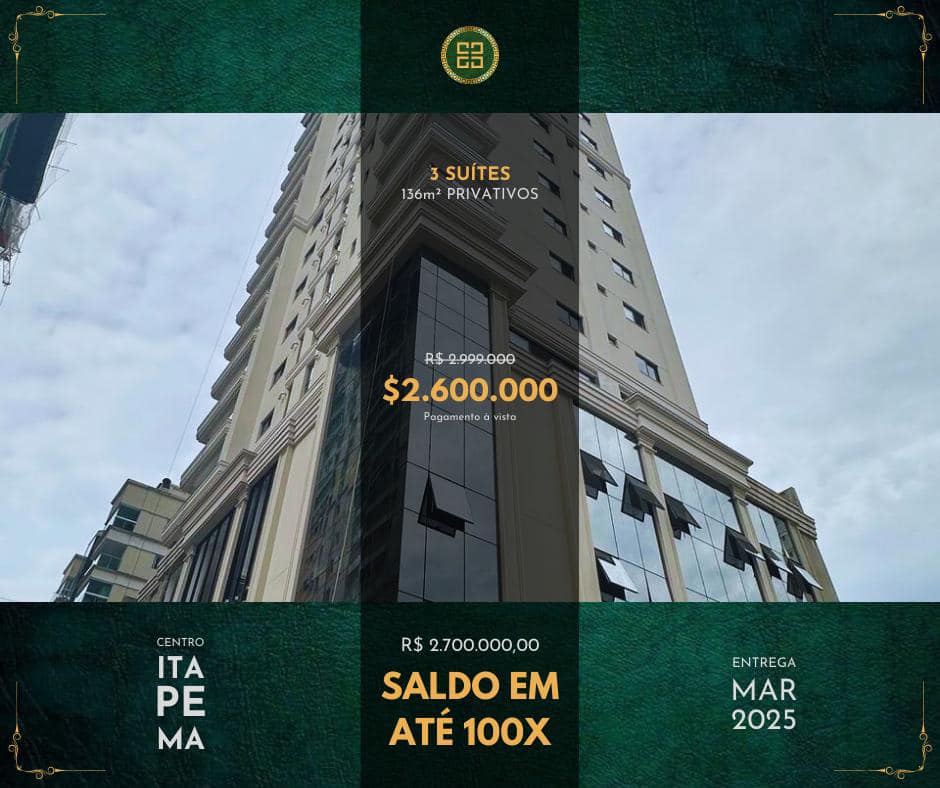 Apartamento com 3 Quartos à Venda, 136 m² em Centro - Itapema