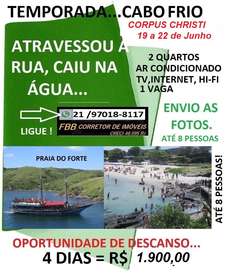 Apartamento com 2 Quartos para Temporada, 70 m² em Centro - Cabo Frio