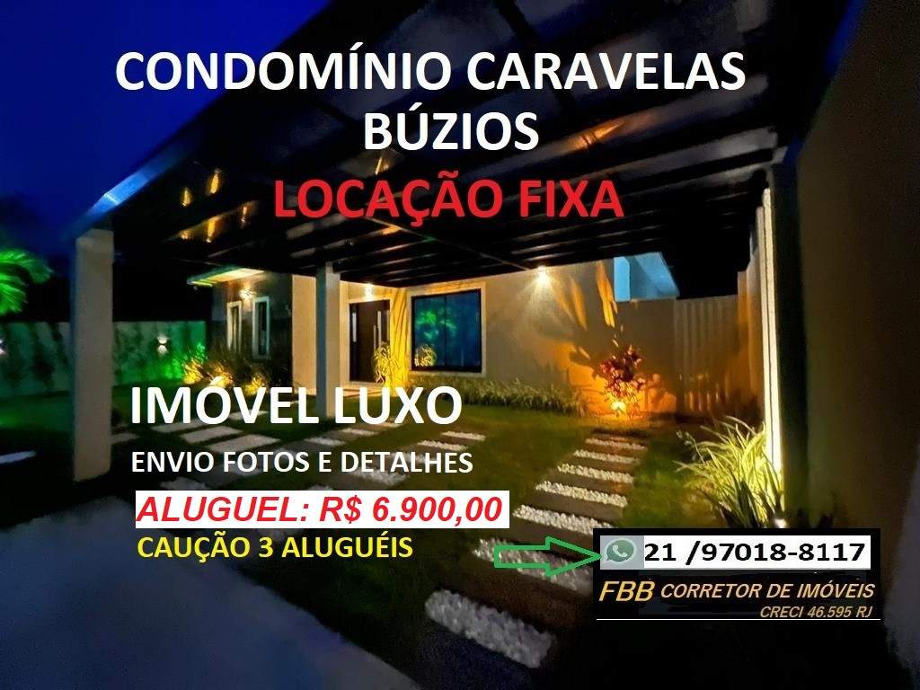 Casa de Condomínio com 2 Quartos para Alugar, 450 m² em Caravelas - Armação dos Búzios