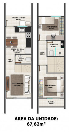 Imagem Sobrado com 2 Quartos à Venda, 67 m² em Jardim Paraíso - Joinville