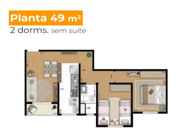 Imagem Apartamento com 2 Quartos à Venda, 49 m² em Vila Nambi - Jundiaí