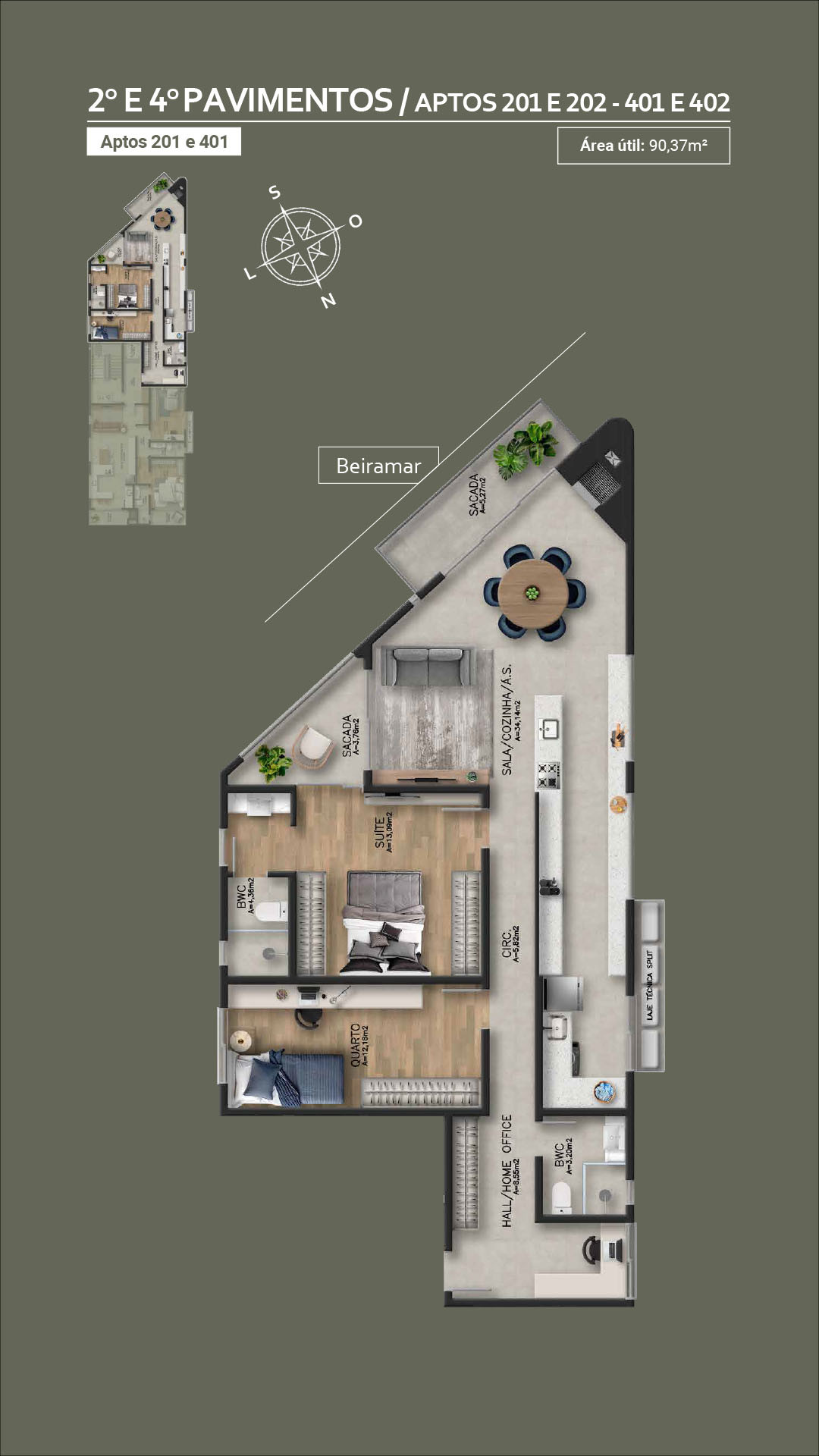 Apartamento com 2 Quartos à Venda, 9.037 m² em Balneário - Florianópolis