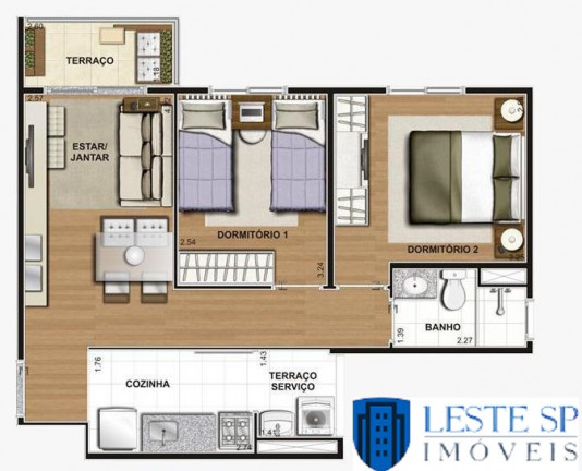 Imagem Apartamento com 2 Quartos à Venda, 47 m² em Jardim Colonial - São Paulo
