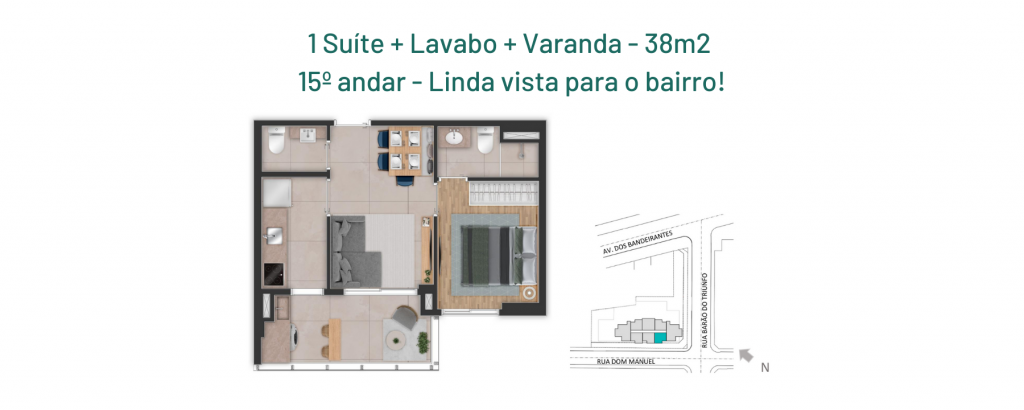 Studio com 1 Quarto à Venda ou Locação, 38 m²em Brooklin Paulista - São Paulo