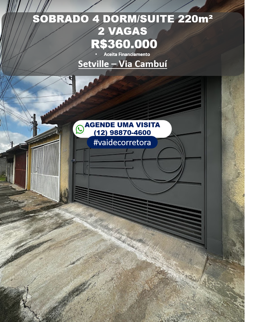 Sobrado com 4 Quartos à Venda, 220 m²em Campos de São José - São José dos Campos