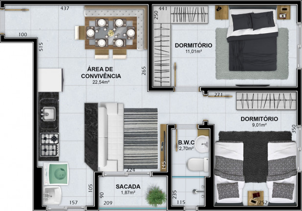 Imagem Apartamento com 2 Quartos à Venda, 53 m² em Rio Maina - Criciúma Imagem Apartamento com 2 Quartos à Venda, 53 m² em Rio Maina - Criciúma