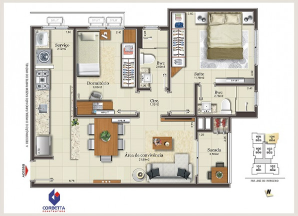 Imagem Apartamento com 2 Quartos à Venda, 69 m² em Centro - Criciúma Imagem Apartamento com 2 Quartos à Venda, 69 m² em Centro - Criciúma