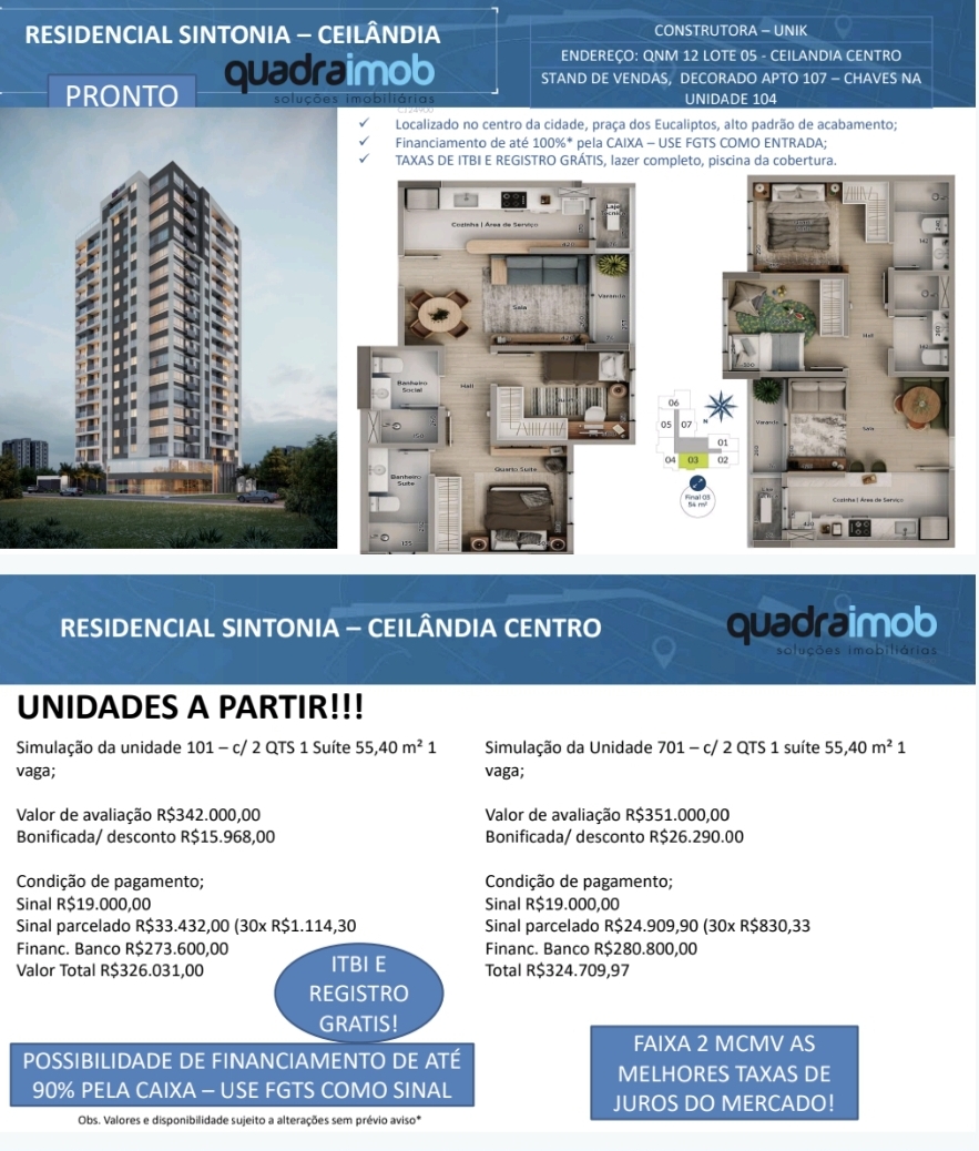 Imagem Apartamento com 1 Quarto à Venda, 30 m²em Sul (Águas Claras) - Brasília