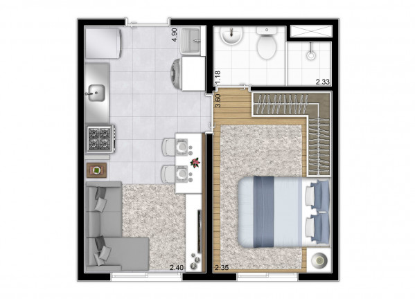 Imagem Apartamento com 1 Quarto à Venda, 31 m² em Parque Maria Helena - São Paulo