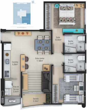 Imagem Apartamento com 2 Quartos à Venda, em Centro - Criciúma Imagem Apartamento com 2 Quartos à Venda, em Centro - Criciúma