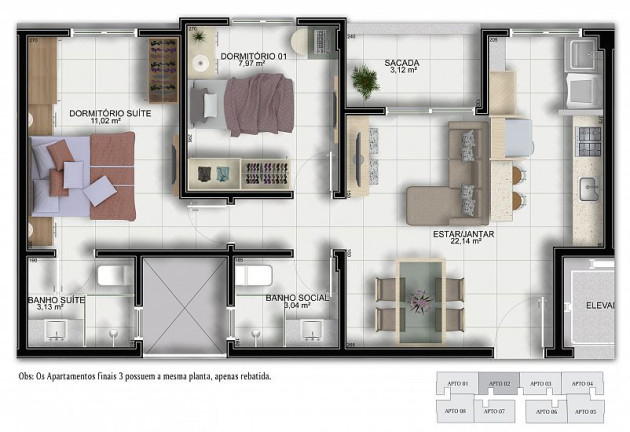 Imagem Apartamento com 2 Quartos à Venda, em Pinheirinho - Criciúma Imagem Apartamento com 2 Quartos à Venda, em Pinheirinho - Criciúma