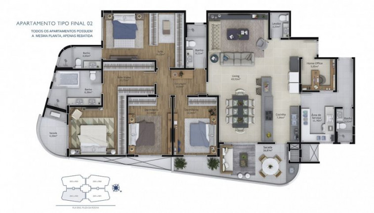 Imagem Apartamento com 4 Quartos à Venda, 208 m² em Lote Seis - Criciúma Imagem Apartamento com 4 Quartos à Venda, 208 m² em Lote Seis - Criciúma