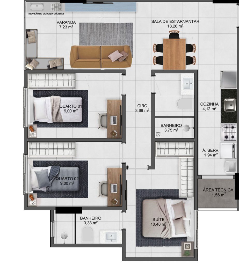 Imagem Apartamento com 2 Quartos à Venda, 60 m² em Interlagos - Vila Velha