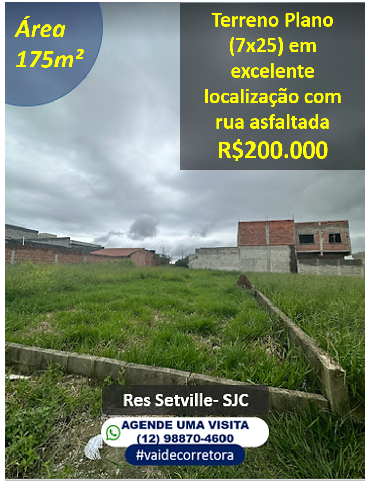 Terreno à Venda, 175 m²em Setville Altos de São José - São José dos Campos