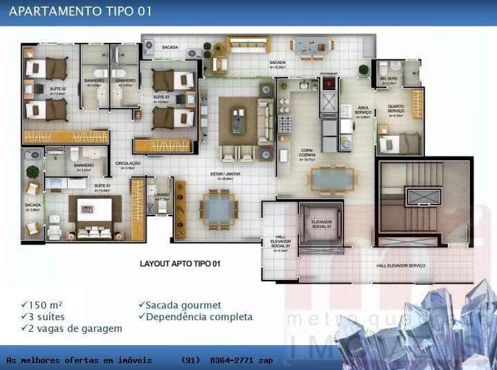 Imagem Apartamento com 3 Quartos à Venda, 150 m²em Nova Marabá - Marabá