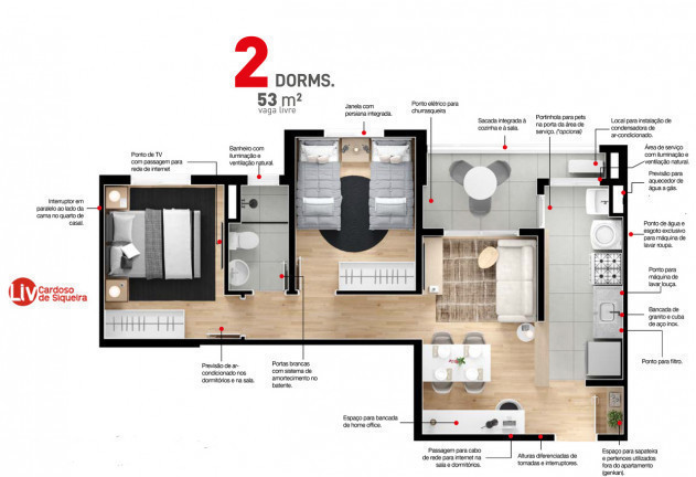Imagem Apartamento com 2 Quartos à Venda, 53 m²em Vila Oliveira - Mogi das Cruzes