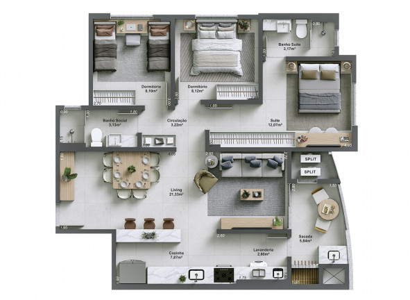 Imagem Apartamento com 3 Quartos à Venda, 86 m²em Centro - Içara Imagem Apartamento com 3 Quartos à Venda, 86 m²em Centro - Içara