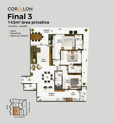 Imagem Apartamento com 3 Quartos à Venda, 143 m² em Canto do Forte - Praia Grande